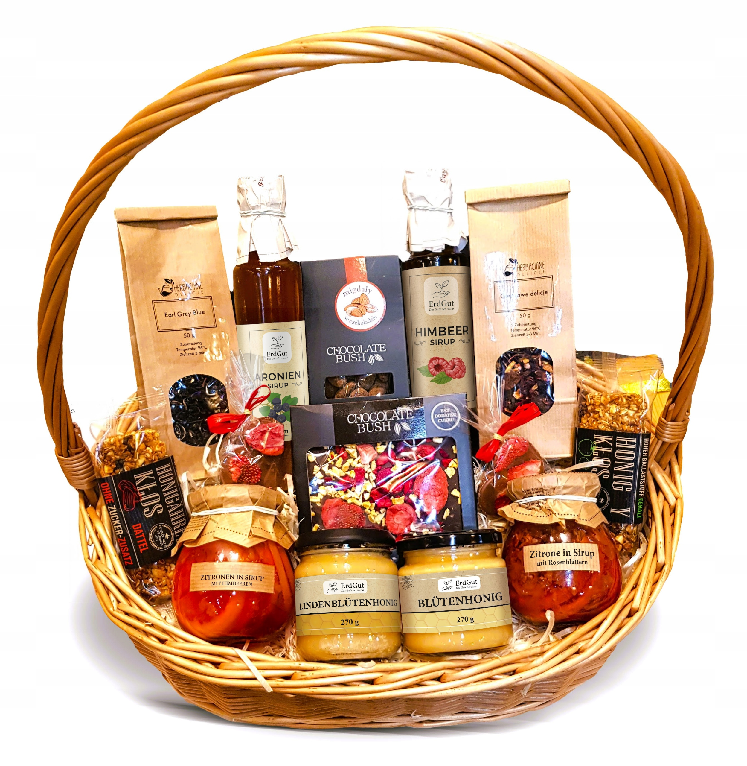 Geschenkkorb mit Honig, Tee & Fruchtige Spezialitäten