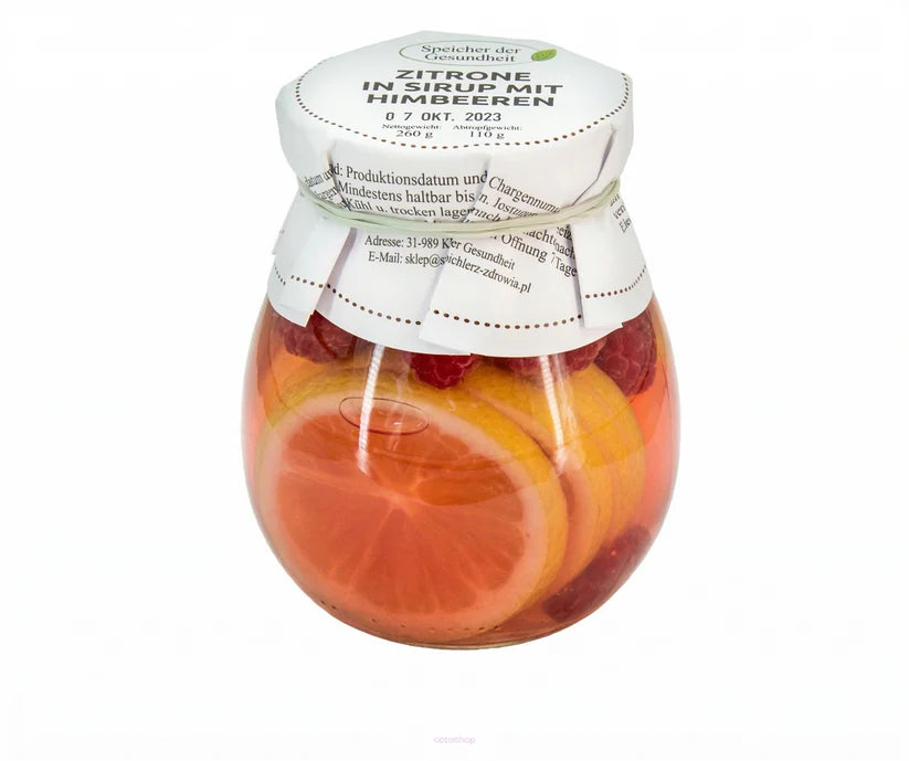 Zitronen in Himbeersirup
