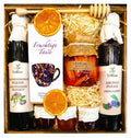 Geschenkkorb mit Honig Tee Schokolade Konfitüre Nüsse Geschenkset