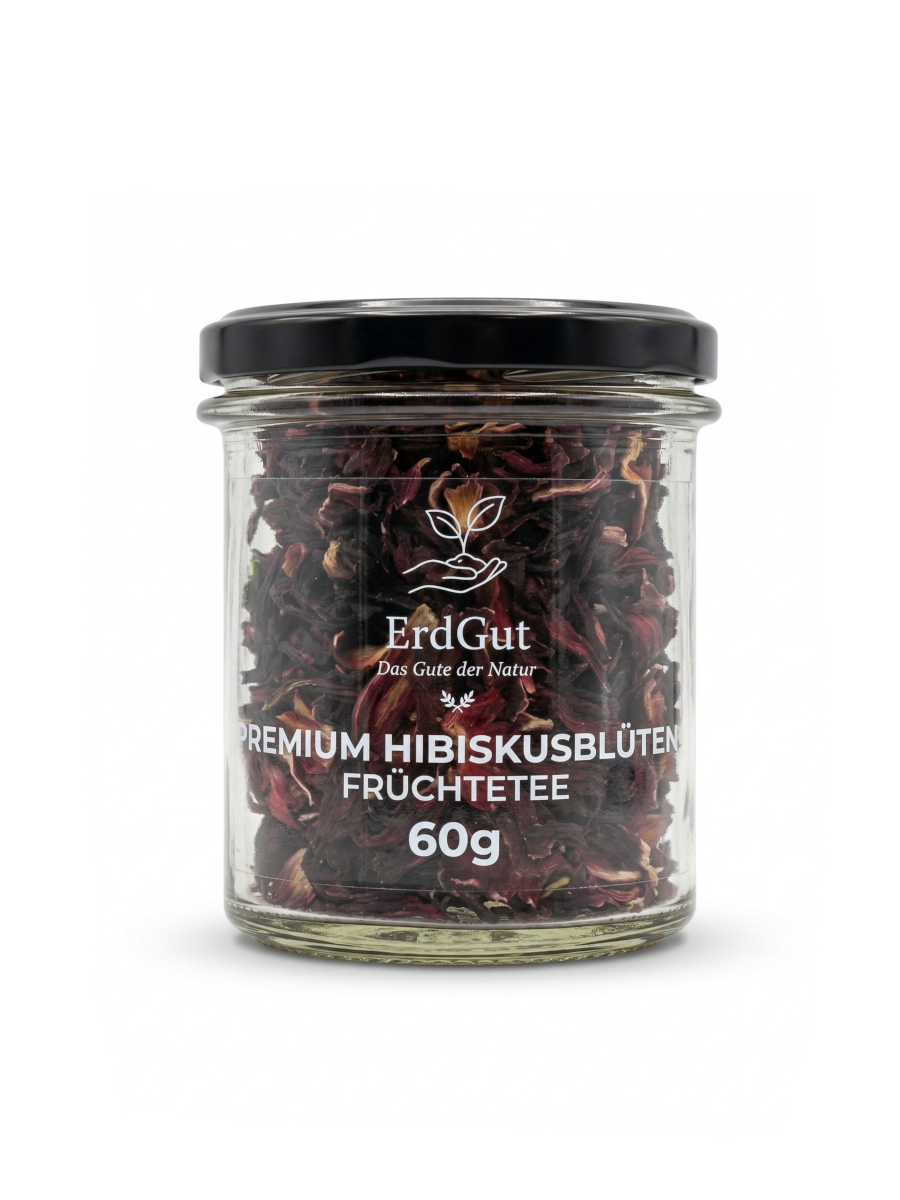 Premium Hibiskusblüte – Reiner Früchtetee im Glas